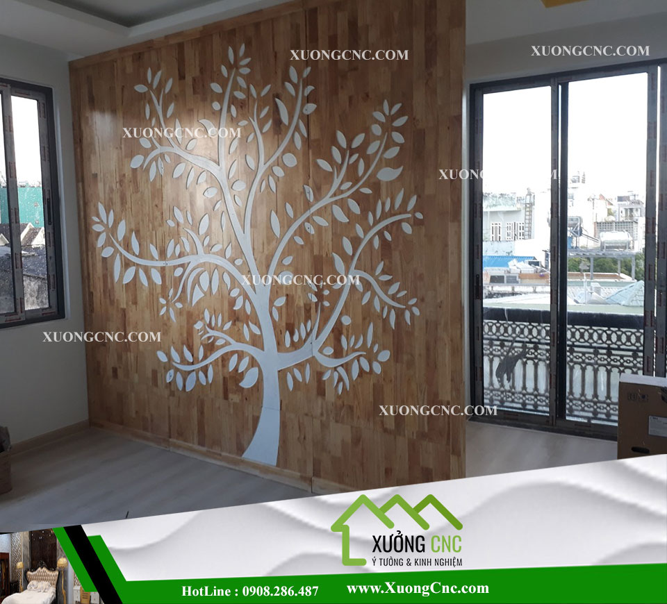 Mẫu vách ngăn CNC hoa văn cây 2