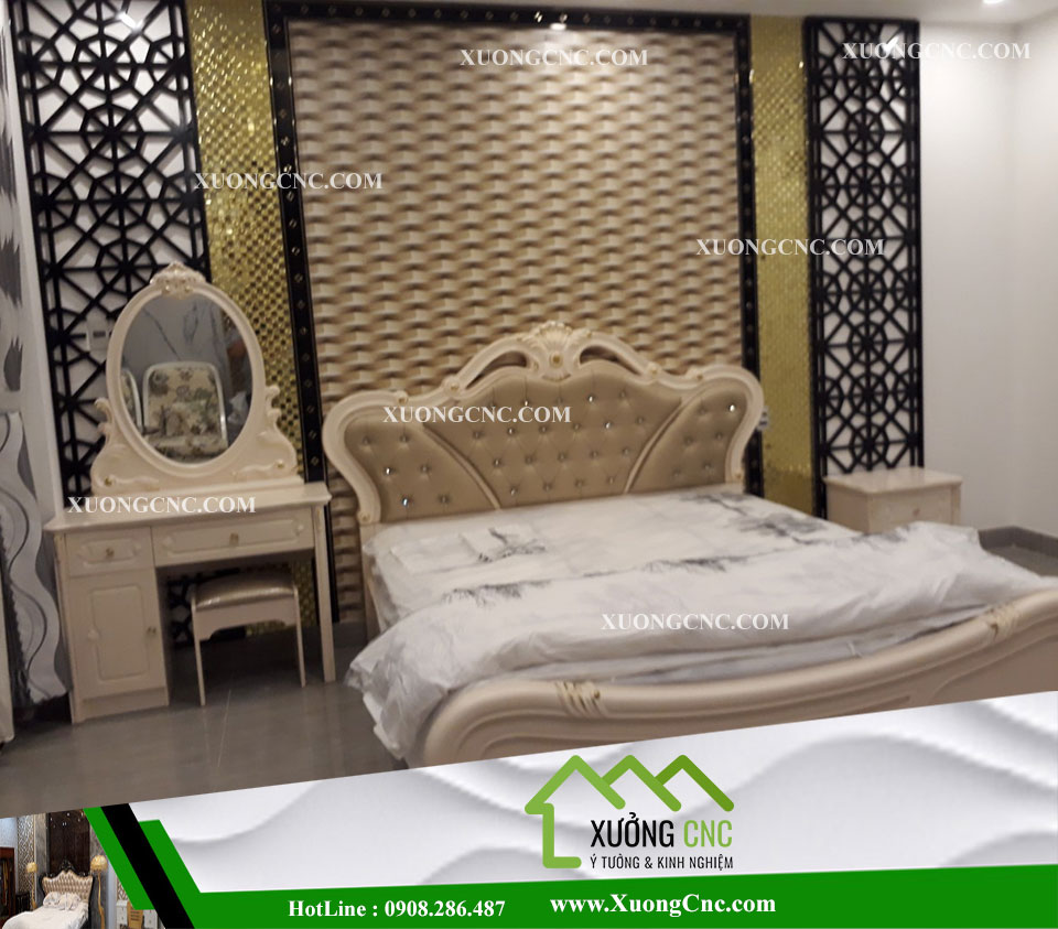Vách ngăn CNC trang trí phòng ngủ đẹp 3