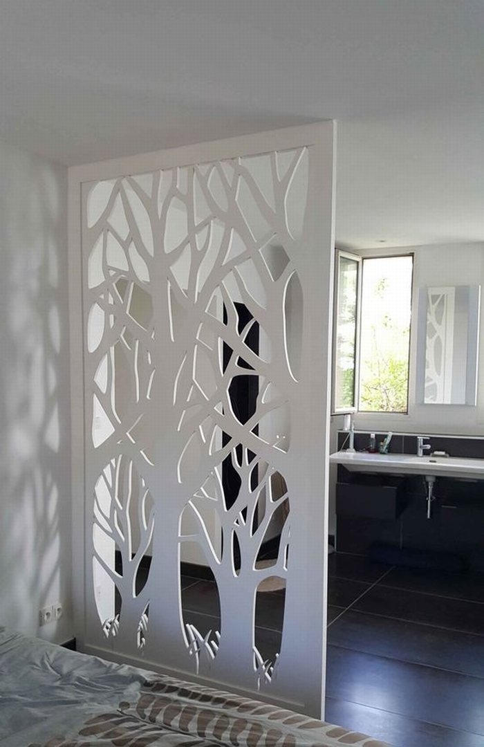 Vách ngăn CNC 2D hoa văn cây 1