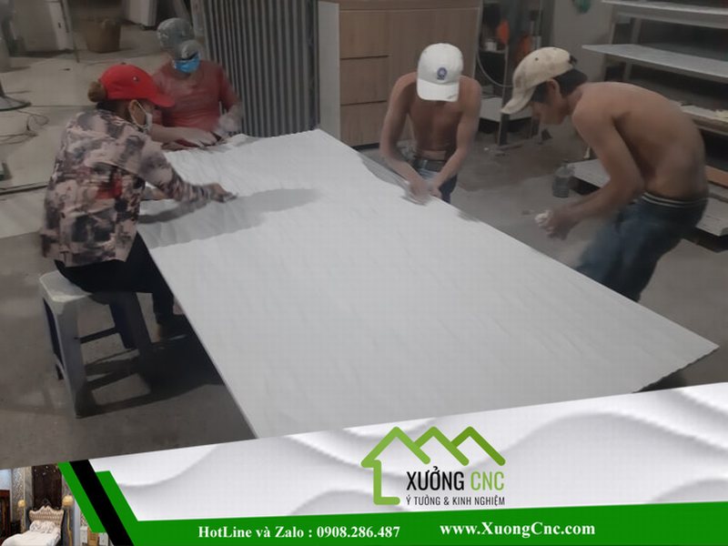 Hình ảnh thi công vách CNC 2D, 3D mới P6 14