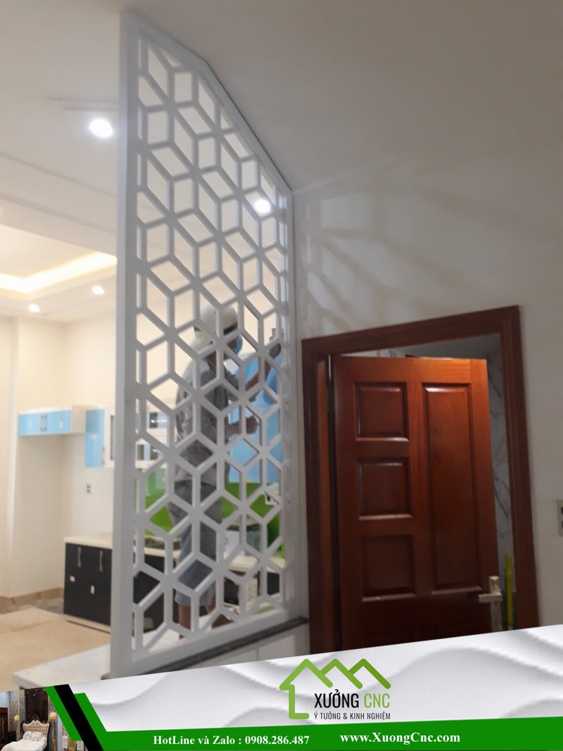 Hình ảnh thi công vách CNC 2D, 3D mới P12 7