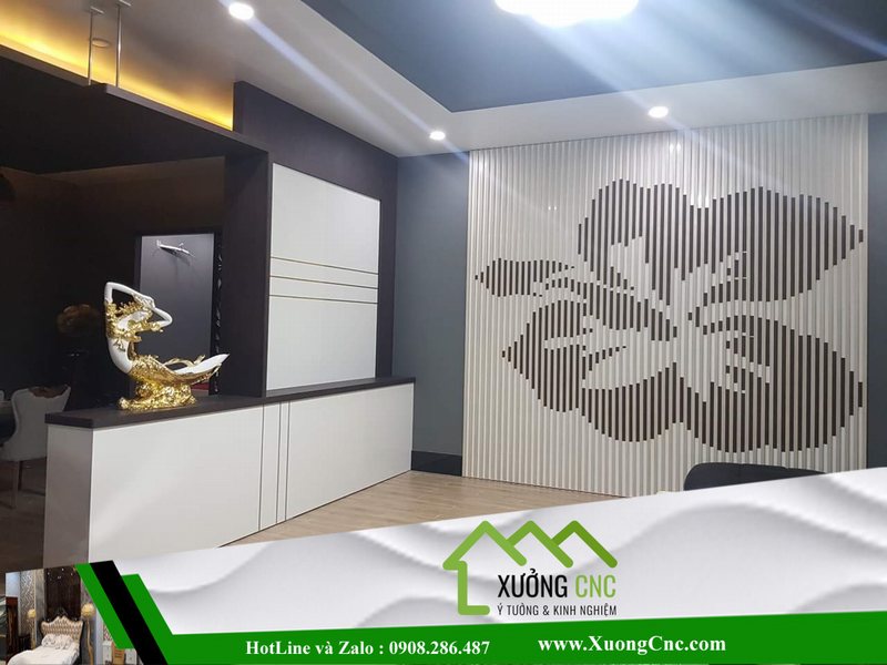 Hình ảnh thi công vách CNC 2D, 3D mới P12 10