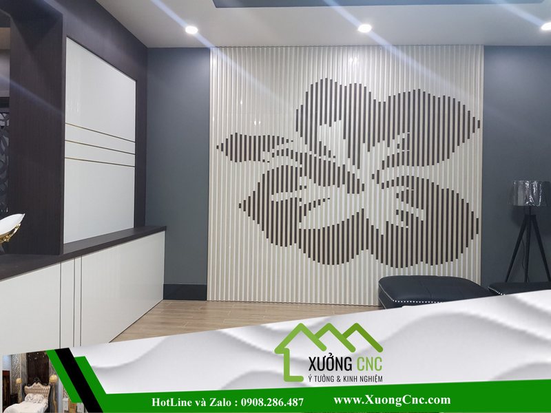 Hình ảnh thi công vách CNC 2D, 3D mới P12 20