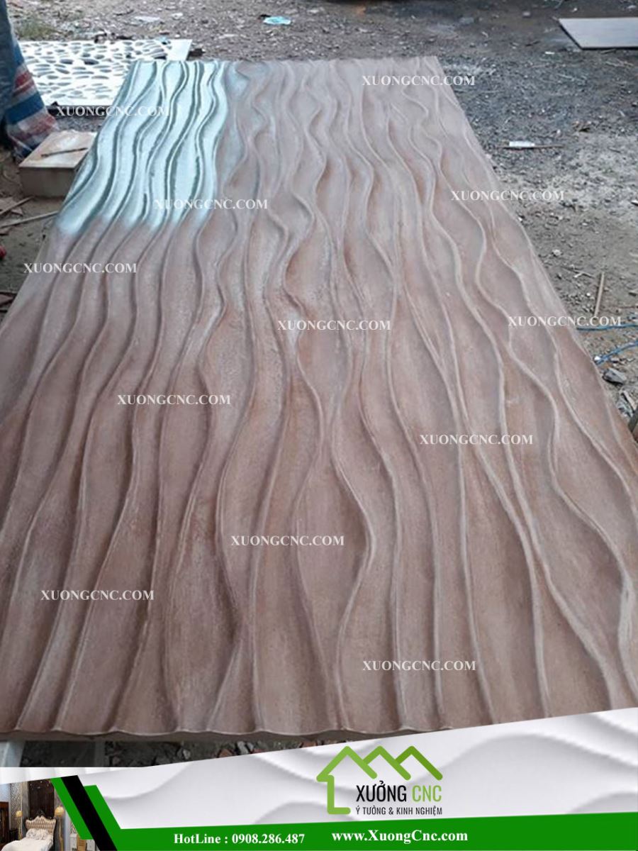 Gia công cnc 3d , vách mỹ thuật gợn sóng 2