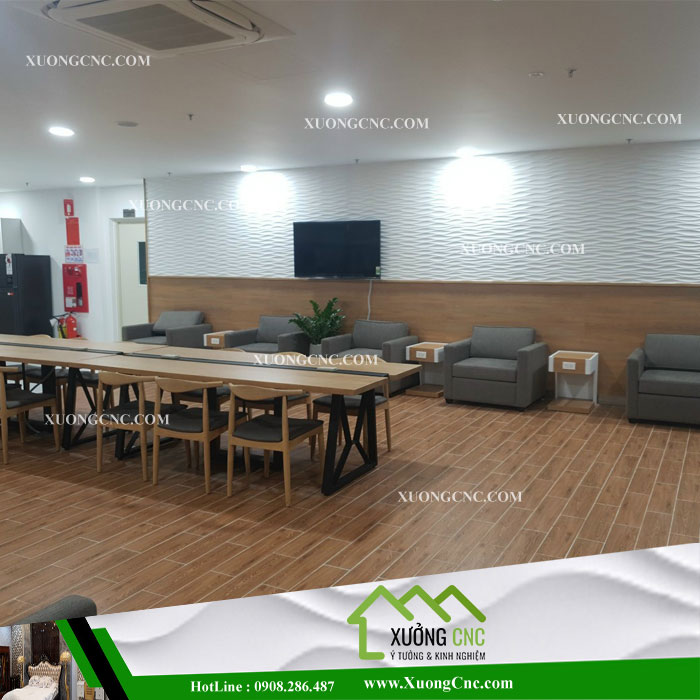 Vách CNC 3D gợn sóng trang trí không gian nội thất gia đình