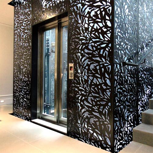 Vách mỹ thuật 2D trang trí thang máy ấn tượng